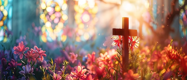 Photo easter resurrection stained glass background