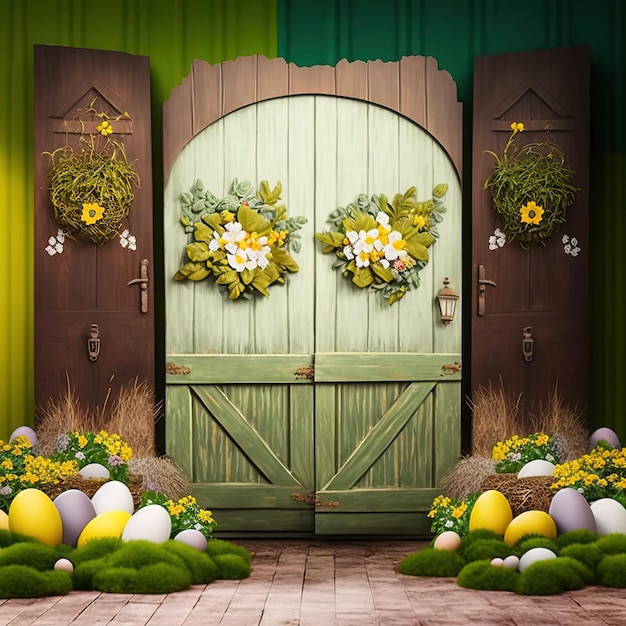 easter scene for a photography studio background for easter celebration Generative AI