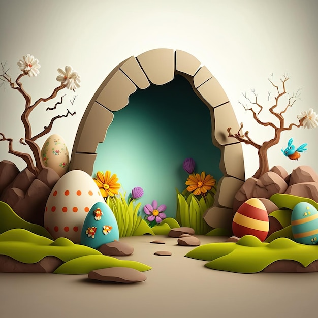 easter scene for a photography studio background for easter celebration Generative AI