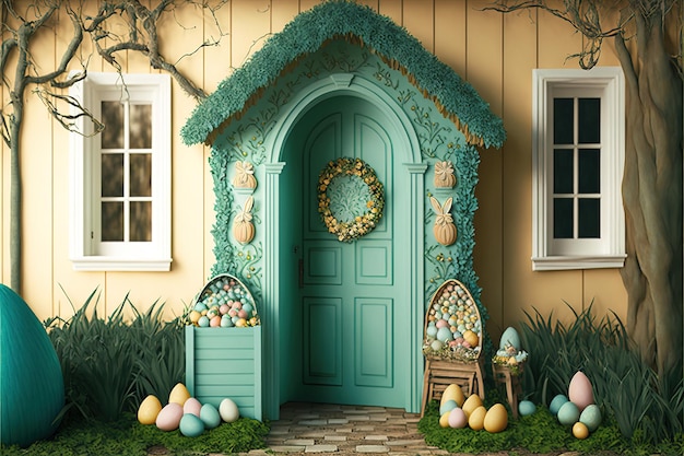 easter scene for a photography studio background for easter celebration Generative AI