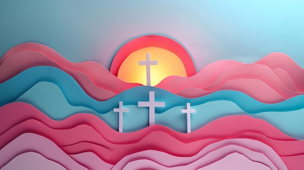 Easter Sunrise amp Three Crosses Paper Cut (Papier gesneden)