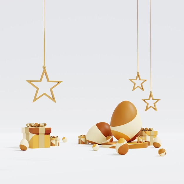 Пасхальные традиции Красочные пасхальные яйца на белом фоне 3D иллюстрация