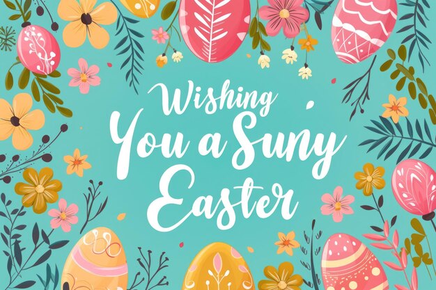 Photo easter vector illustration minimalism copy space easter background text wishing you a sunny easter