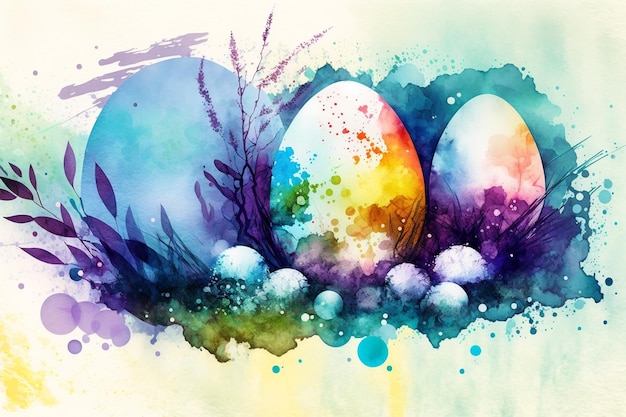 Easter watercolor abstract background for card designGenerative AI