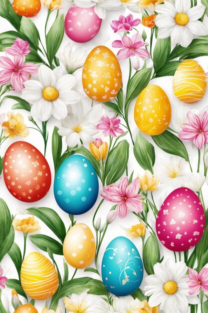 Easter watercolor spring background Top view composition Easter card Paper sheet