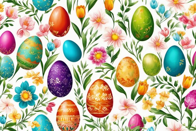 Foto sfondio primaverile ad acquerello di pasqua composizione in vista superiore carta di pasqua foglio di carta