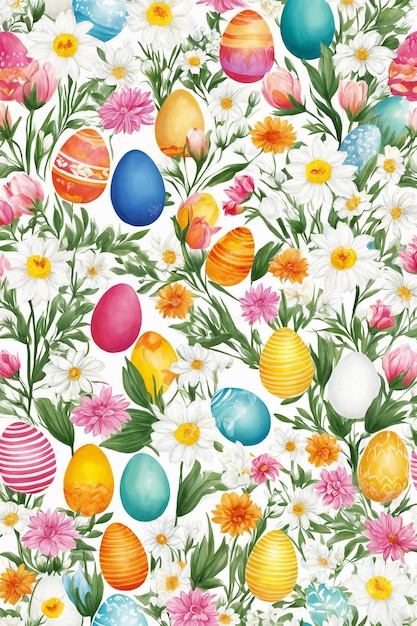 Easter watercolor spring background Top view composition Easter card Paper sheet