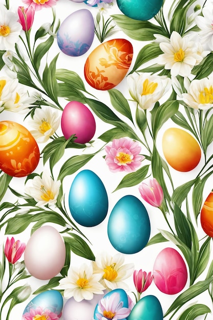 Easter watercolor spring background Top view composition Easter card Paper sheet