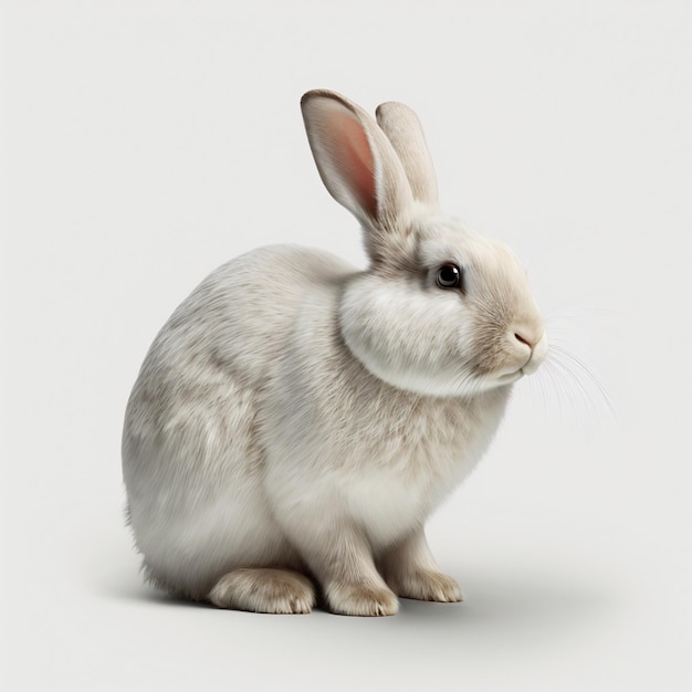 Easter white rabbit on white background