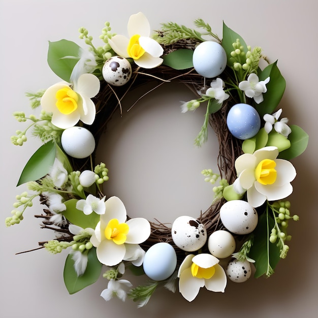 easter wreath with quail eggs