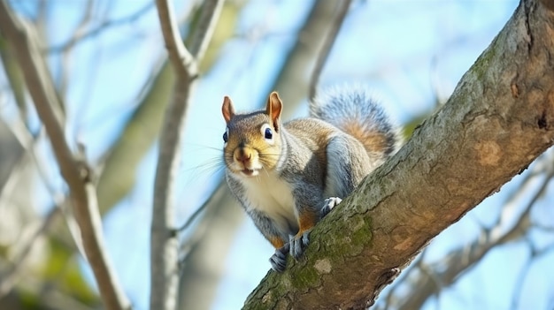 Photo the eastern gray squirrel also known as the grey squirrel depending on region is a tree squirrel