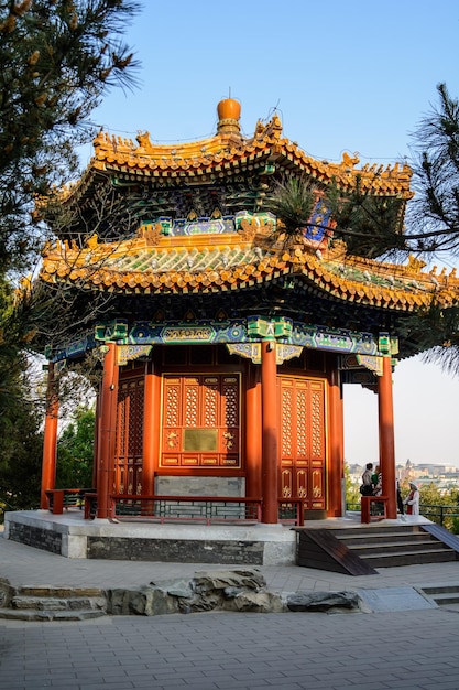 Foto pagoda orientale pechino la bellezza dell'oriente ornamento in legno