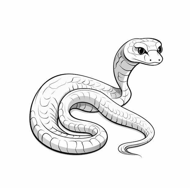 Photo eastern rat snake illustrations hand drawn cute coloring book kawaii line art