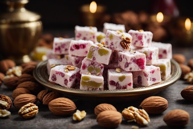 Eastern sweets turkish delight locum with nuts ar c