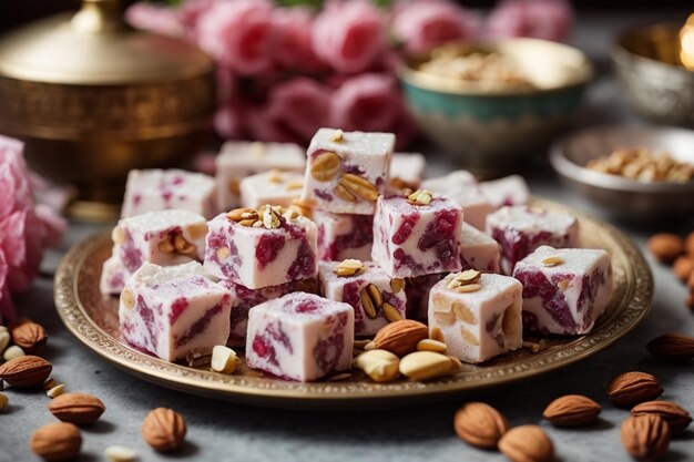 Eastern sweets turkish delight locum with nuts ar c