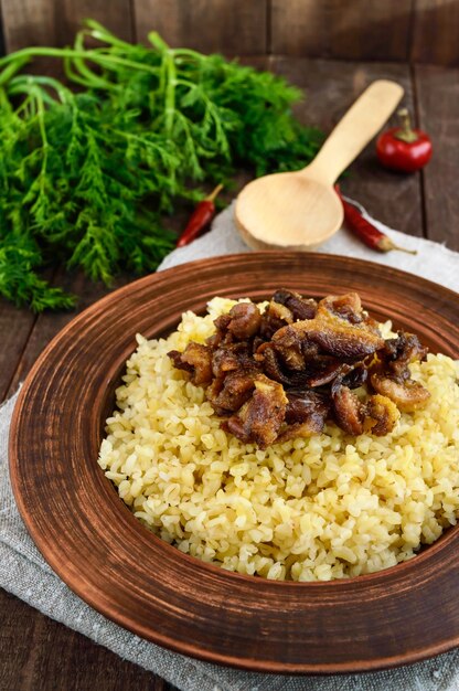 Eastern traditional wheat porridge with meat