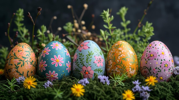 Easters charm a serene sunrise playful bunny or intricate still life Adorned with pastels blossoms and eggs it captures the essence of family tradition and springs beauty generative AI