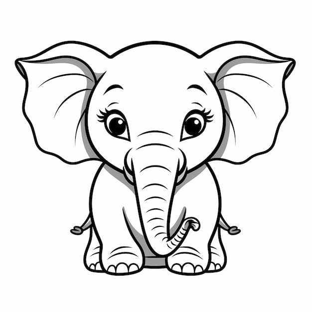쉬운 코끼리 재미 매우 간단하고 슈퍼 귀여운 색칠 페이지