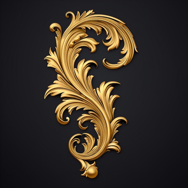 An easy and graceful golden Baroque ornamental motif