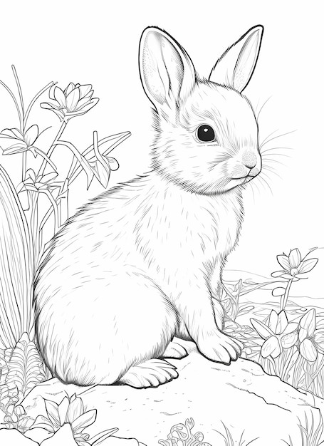 Photo easytocolor pet rabbit illustration