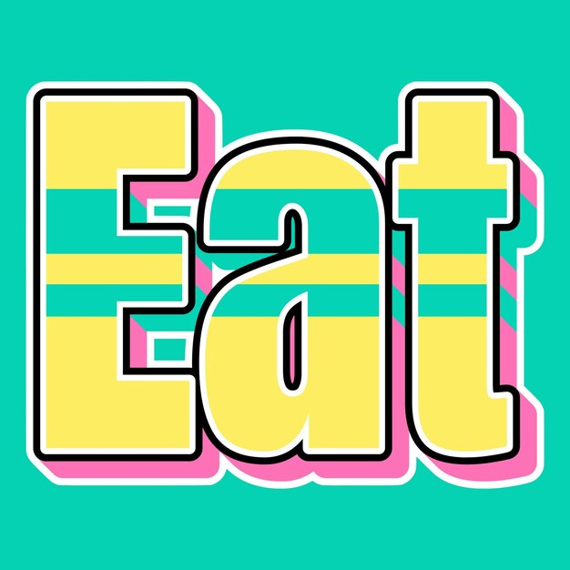 Photo eat typography vintage 90s 3d design yellow pink text background photo jpg