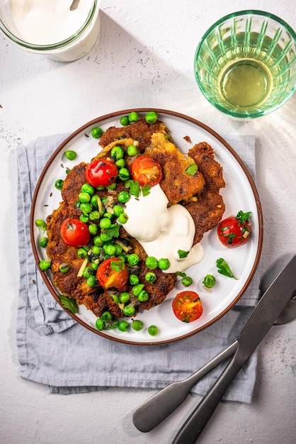 Eating healthy light brunch Chickpea pancakes