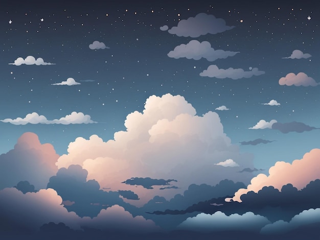 Ebony Enigma Een uitzicht op de nachtelijke hemel met witte wolken in mysterieuze Ebony-kleuren
