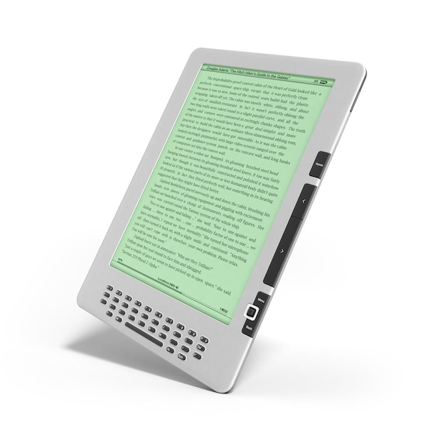 Ebook reader 3d render image on white