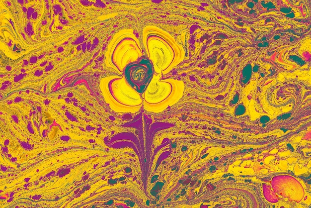 꽃 마블링 텍스처 패턴이 있는 Ebru 아트 배경 추상 대리석 플로랄 패턴 텍스처