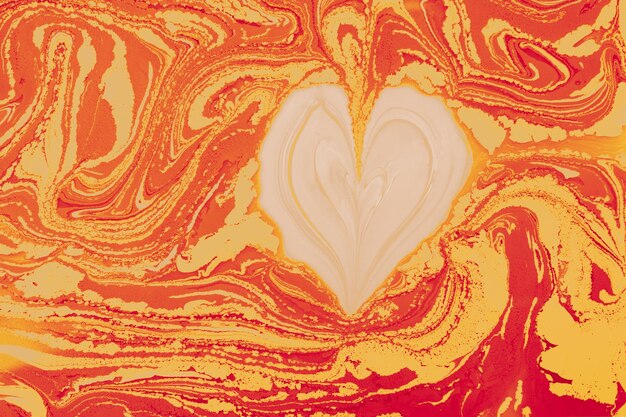 Ebru marbling background with heart shape Unique art Liquid marbling