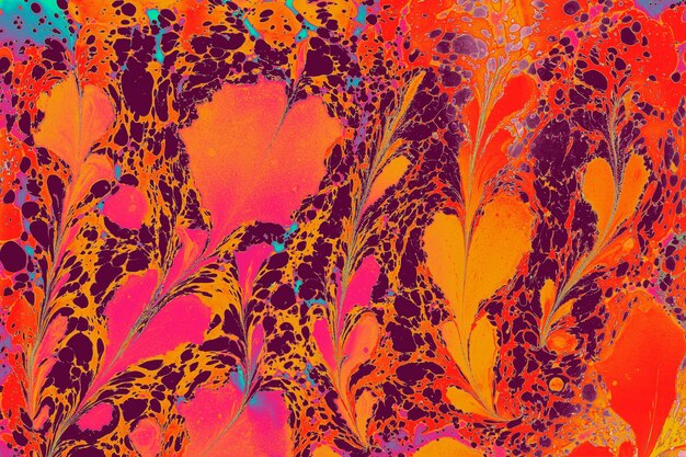 Ebru marbling texture with floral patterns