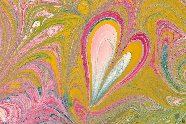 Ebru marmering achtergrond met hartvorm Unieke kunst Vloeibare marmering textuur illustratie