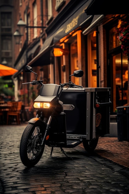 an ecargo trike navigating a pedestrianfriendly zone AI generative