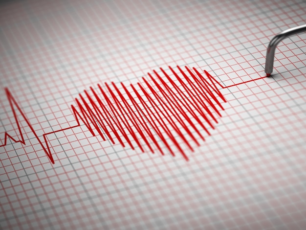 Foto ecg elektrocardiogram en hartslag vorm 3d