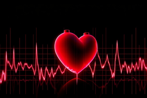 Photo ecg heartbeat and heart line