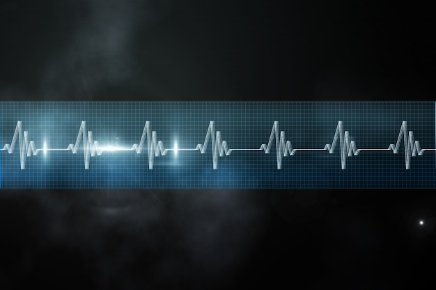 Photo ecg line in blue and black