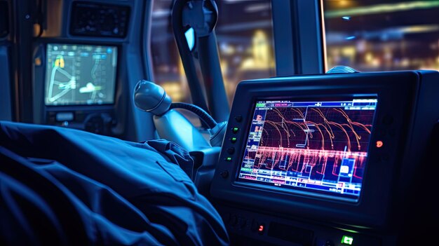 an ECG monitor in an ambulance with paramedics attending to a patient on the way to the hospital highlighting the critical role of ECGs in emergency care