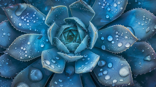 Echeveria with water drops closeup banner