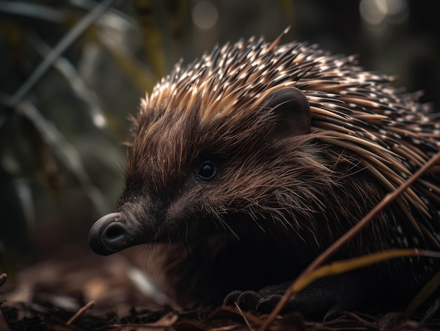 Echidna close up portrait created with Generative AI technology