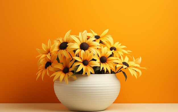 Echinacea displayed in a white bowl on the yellow background