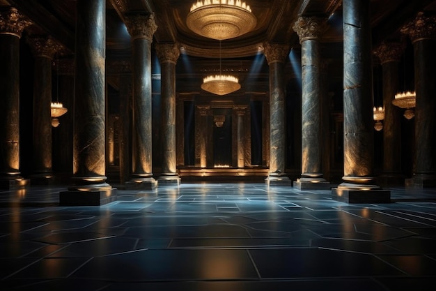 Echoes of Opulence in an Empty Stone Hall