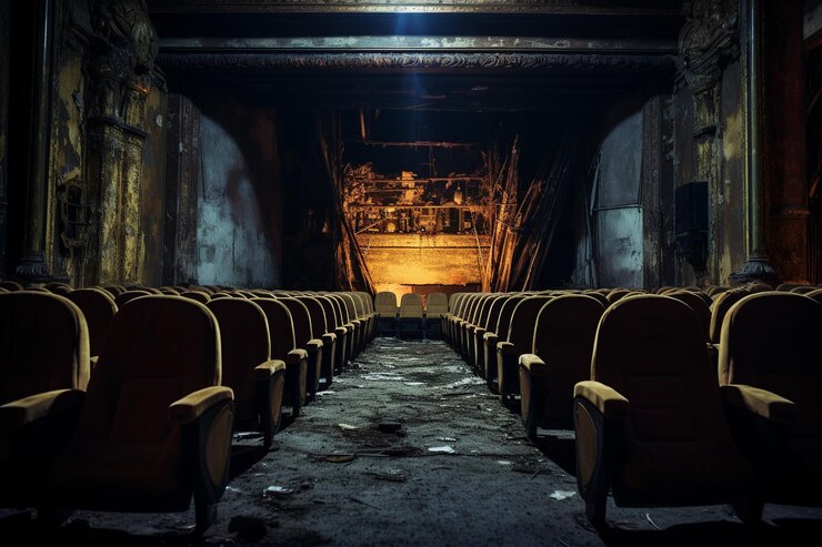 Photo echoes of silent films derelict theater veiled in vintage charm