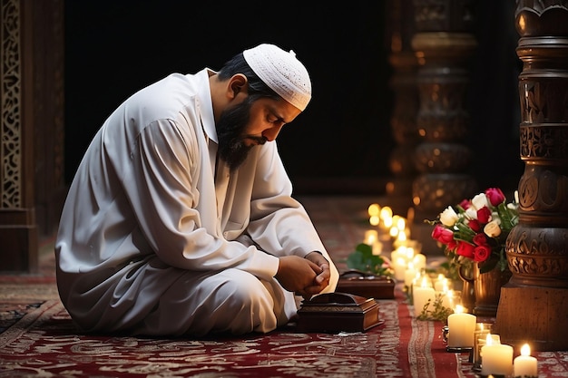 Echoes of Sorrow A Grieving Islamic Man's Contemplation in the Mosque