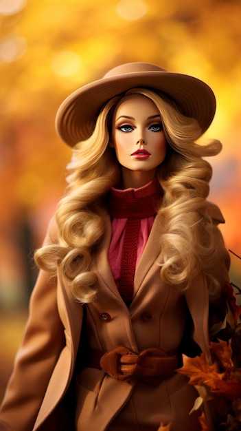 Echte vrouwen Barbie in herfstmannequin