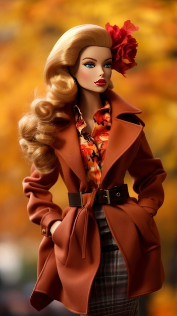 Echte vrouwen Barbie in herfstmannequin