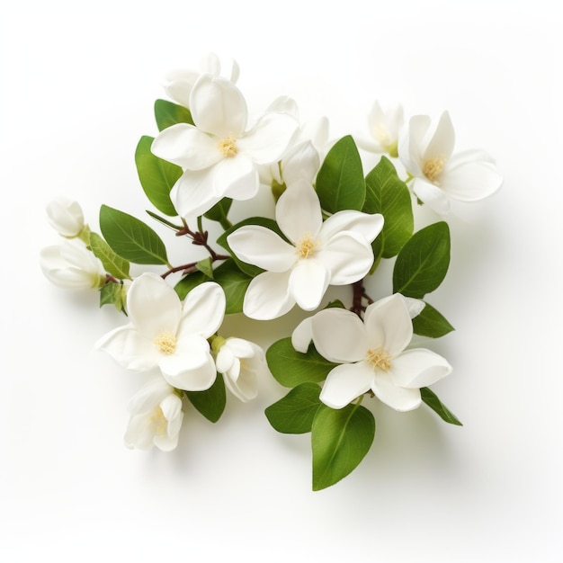 Echte witte jasmijn bloeit op een schone achtergrond