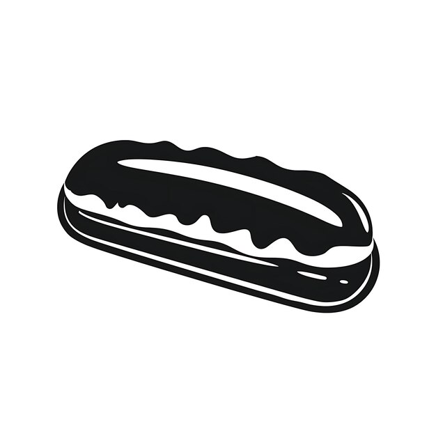 Photo eclair food icon with a long french pastry filled with a swe symbol idea design simple minimal art