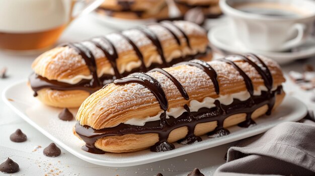 Eclairs met chocolade vulling