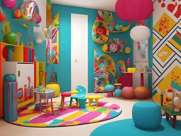 Eclectic Kids Play room Generative AI