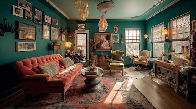 写真 eclectic_living_room_decor_気まぐれ